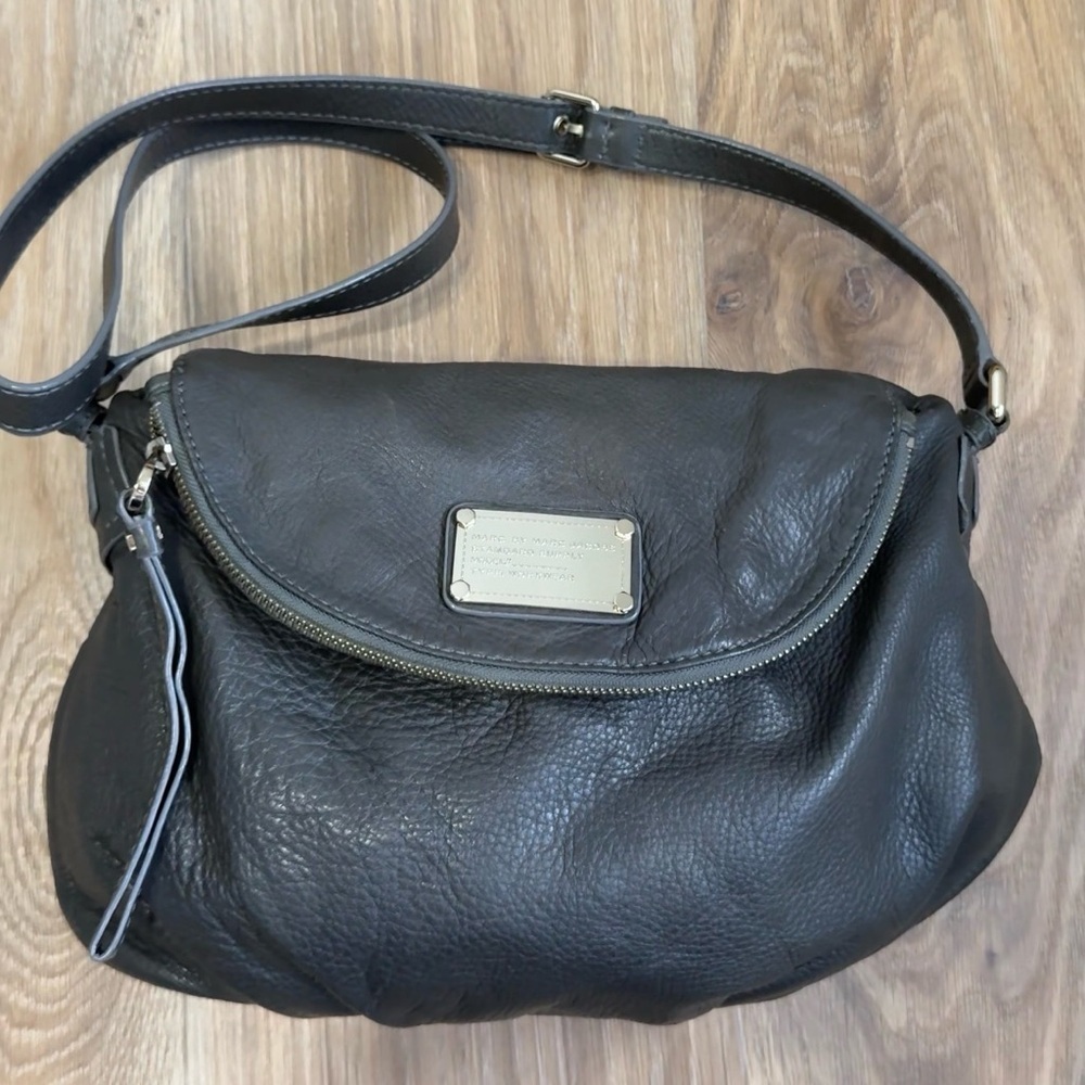 Marc by Marc Jacobs Classic Q Style Leather Crossbody Bag Charcoal Green